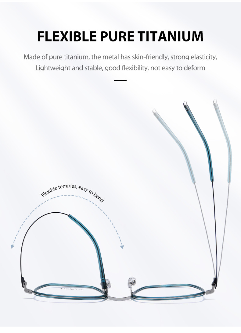 Titanium Frame Square Acetate Glasses , CE Men Fashion Glasses