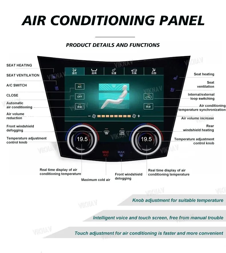 2016-2023 for Cadillac XT5 XT6 modified high-definition intelligent climate control air conditioning LCD touch screen