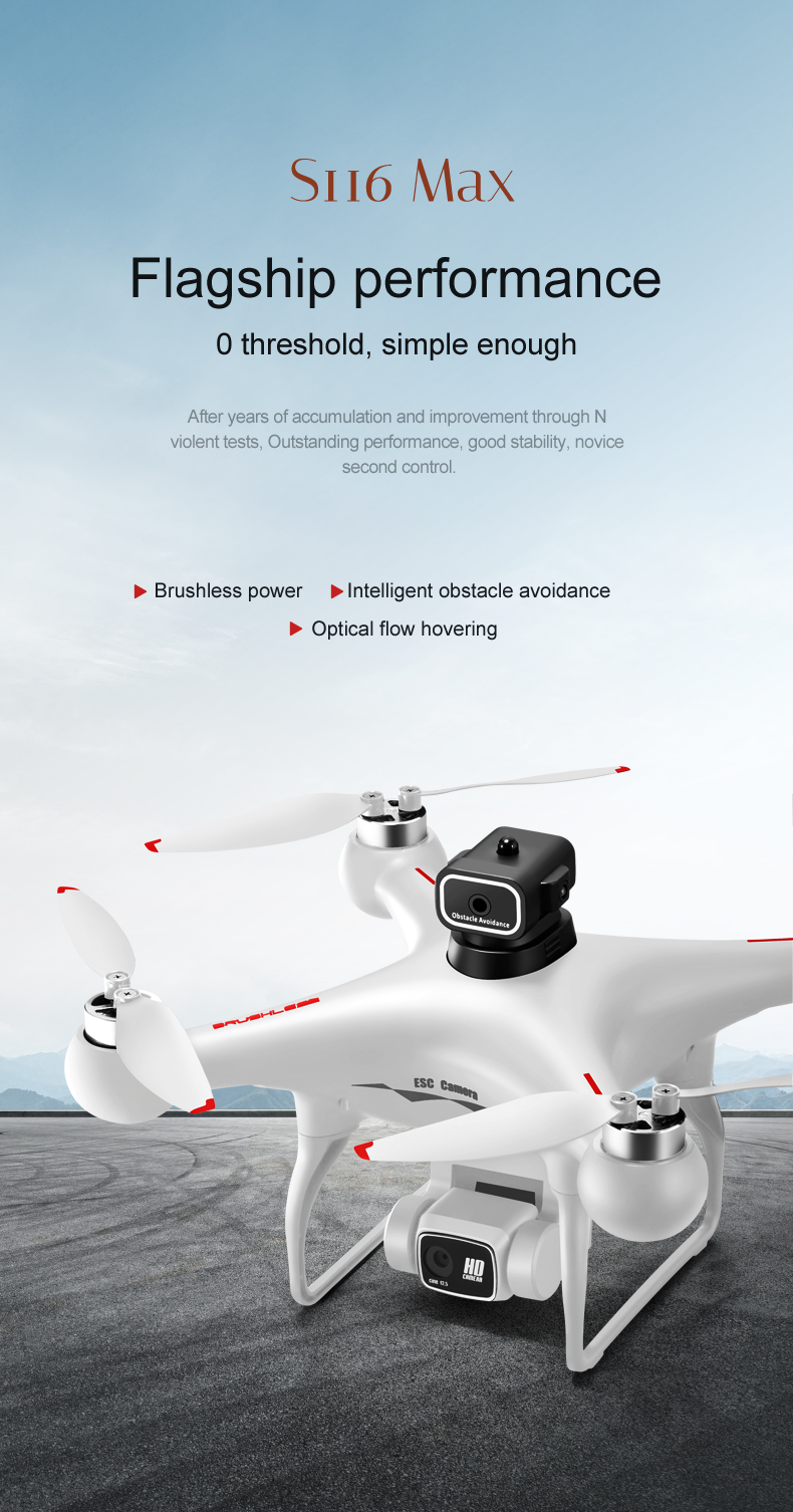 Voice Control Hot S116 Drone 4k Camera Obstacle Avoidance Drone Dual Camera Profesional Mini Drone GPS with LED Lights 2024