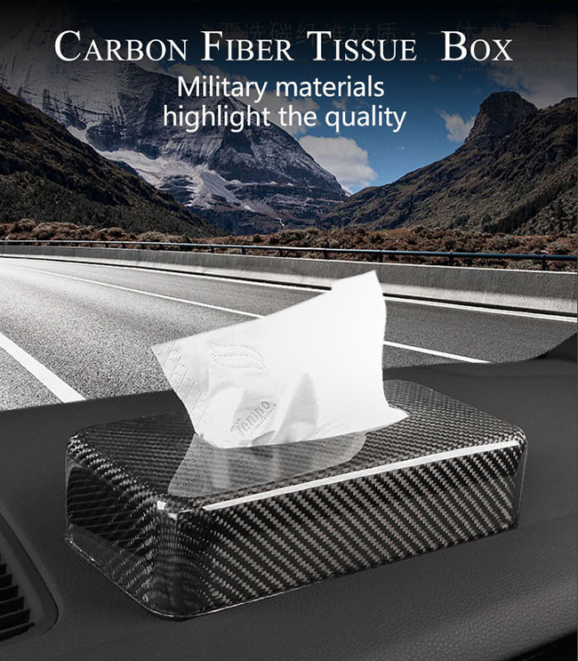 Shockproof 3K Glossy Carbon Fiber Tissue Box