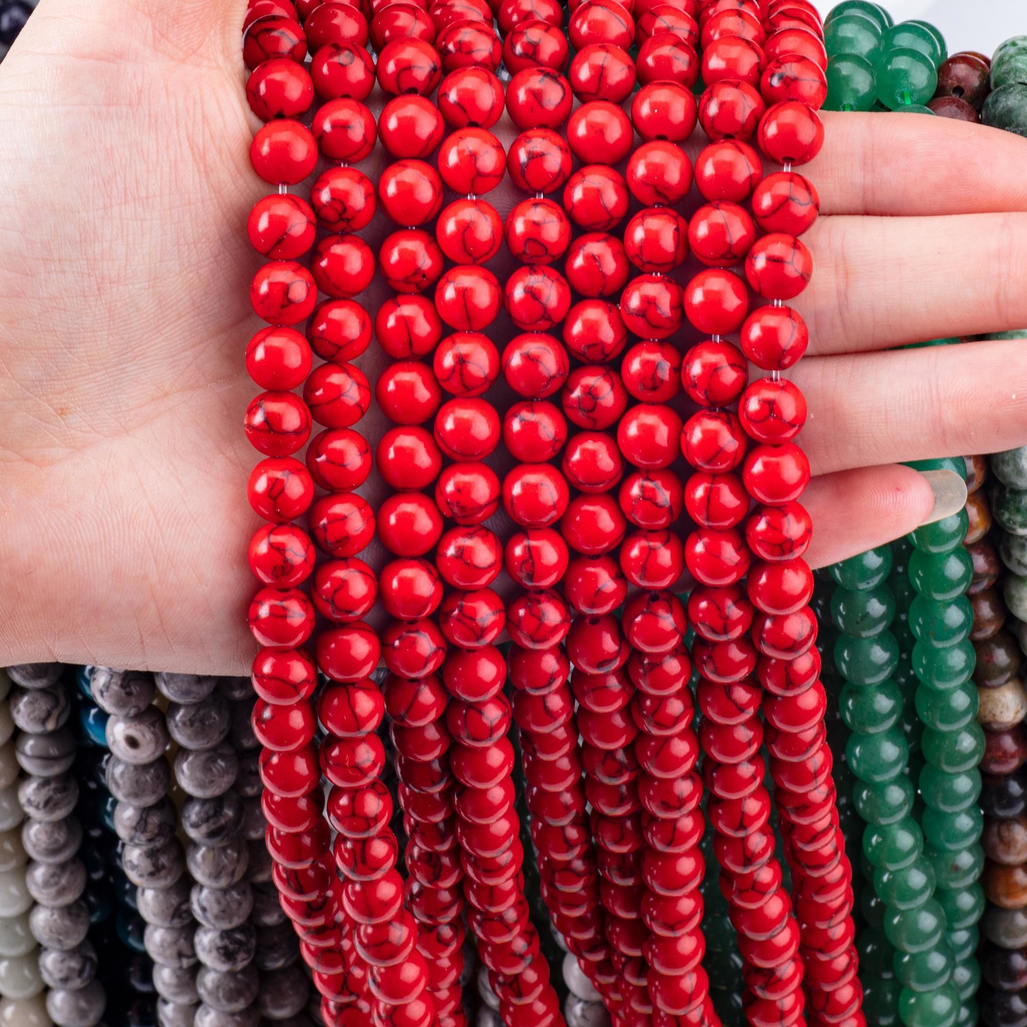 8mm Manmade Red Turquoise Gemstone Beads Healing Crystal Stone Beads For Jewelry Making