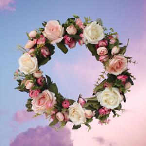 Buy cheap Spring Rose Artificial Fake Flower Wreath Wall Hanging Weatherproof product