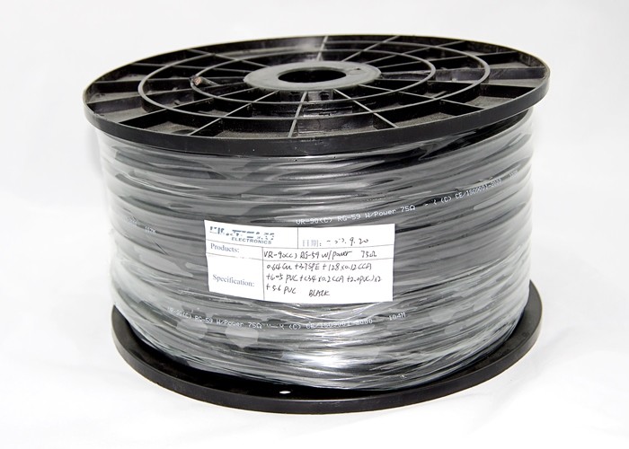 Fig 8 Shotgun Bulk CCTV Cable VR90P Solid PE Insulation With 2 Cores Power Wire