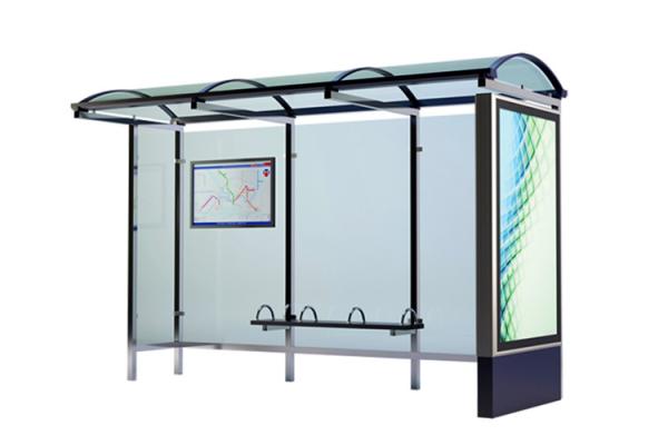Height 2700-2800mm Stainless Steel Shelter , Prefab Bus Shelters Ceiling 1500