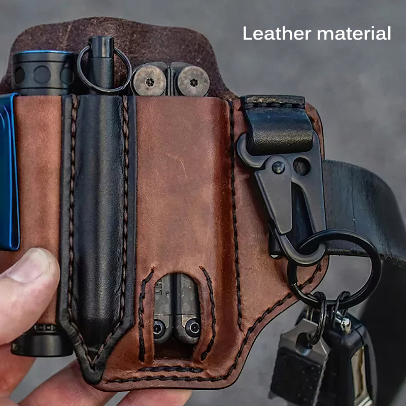 Wholesale Tactical Multi Tool Belt Leather Bag Holster Outdoor Camping Hunting Waist Leather Pocket