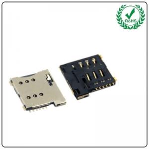 China Micro Sim Card Adapt Push Push SMT Type H=1.35 6 Pin Slot Socket Connector on sale