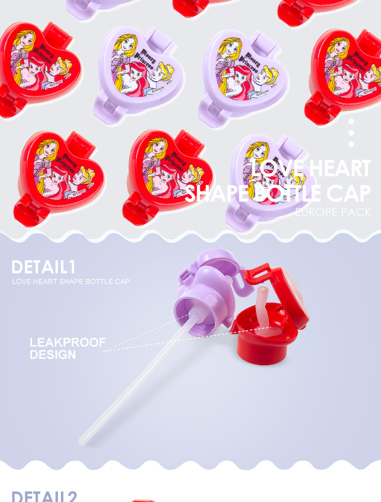 Heart-shaped Cartoon design child resistance cap cute plastic water bottle caps with straw