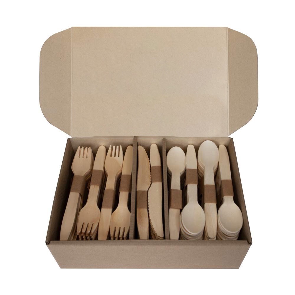 Disposable packing mini cutlery set wooden wooden fork /knife and paper napkin set