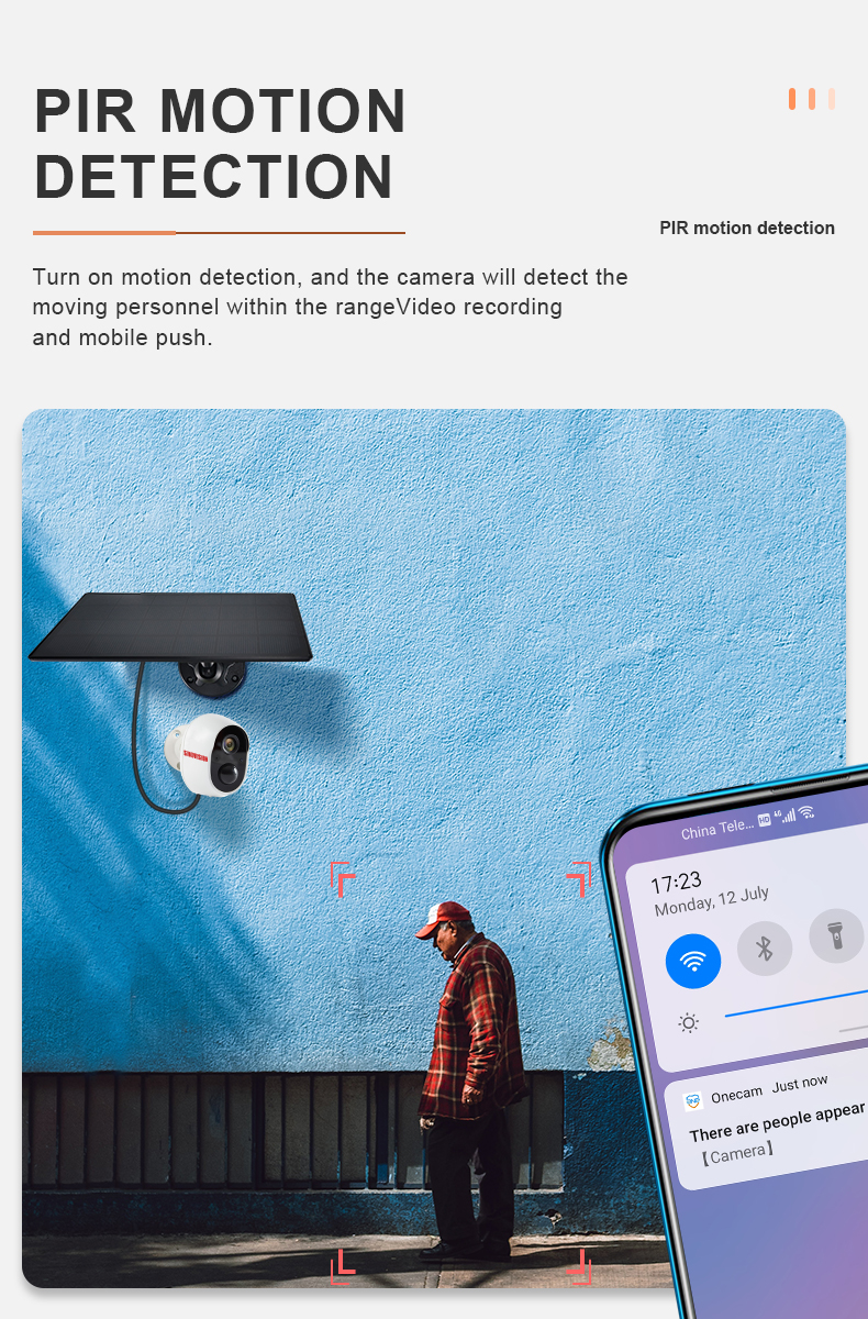 2MP PIR Tuya Smart Camera IP66 Solar Security Camera With Motion Sensor