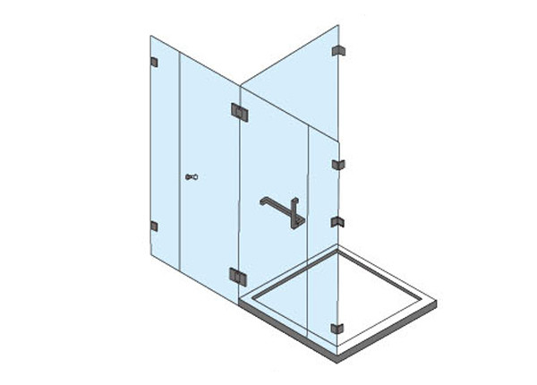 Right Open Adjustable Brass Shower Door Hinges Fix For Flat Tempered Glass