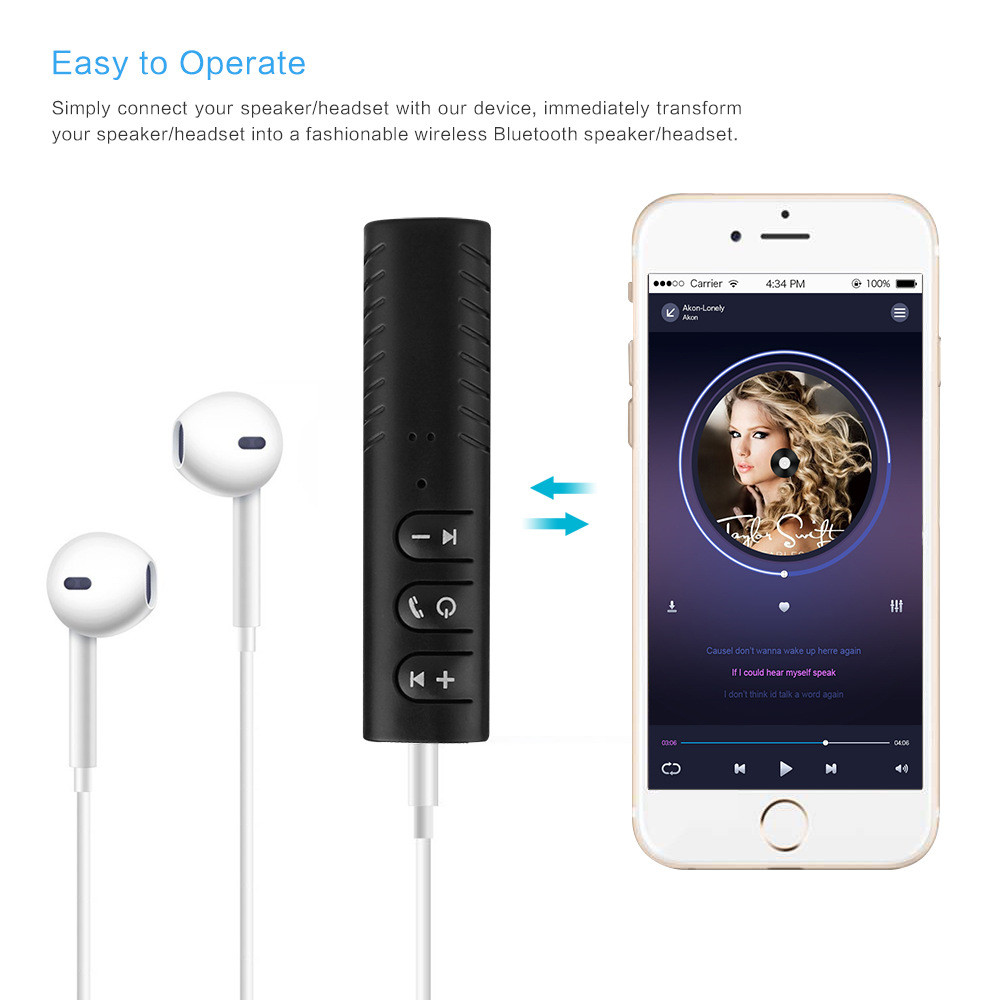 Newest car bluetooth receiver 3.5 mm DC handsfree calling aux car kit speaker OEM order welcomed for iPhoneX 7plus