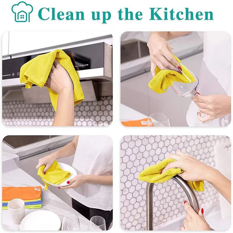 Absorbent and Soft Microfiber Washing Cloths Custom Package Logo Rectangle Shape