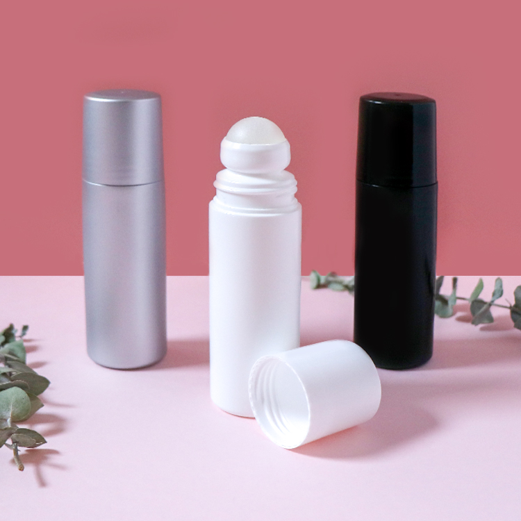 Cosmetic Essential Oil Perfume Plastic Empty Roll On Bottle 50ml With Roller Ball