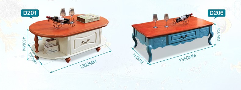 American Countryside Style Wood Cabinet Tea Coffee Table