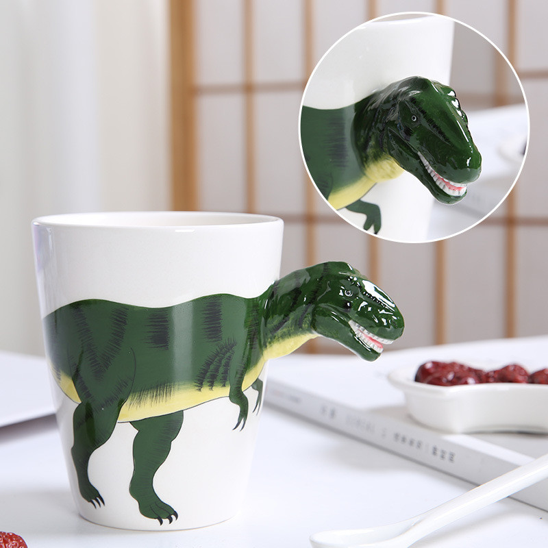 Three Dimensional Animal Handle Dinosaur 3D Ceramic Mugs