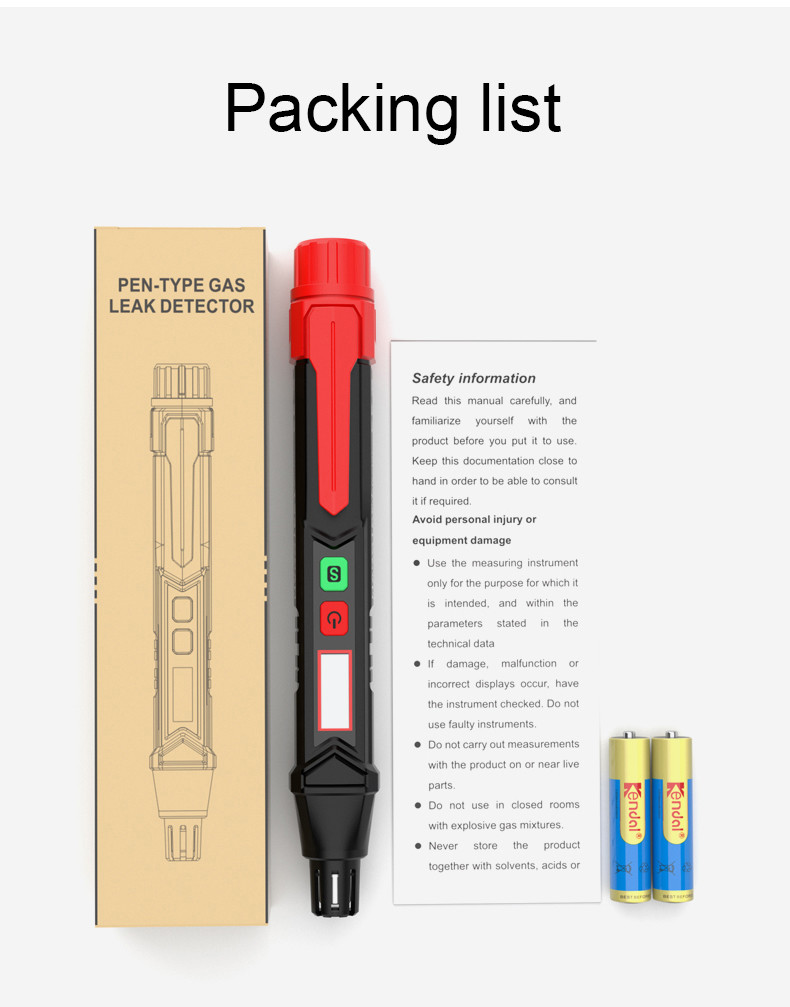 HT60 Gas Leak Detector Combustible Gas Detector Sound & Screen Alarm For Natural Methane