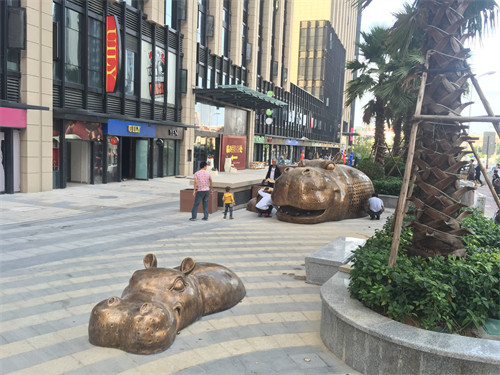 Bronze Hippo Large Garden Animal Sculptures Modern Cast Copper Brass