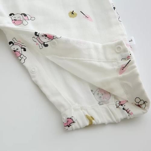 Absorbent Muslin Baby Pajamas Separate Leg Romper Reusable Machine Washable