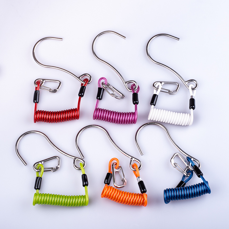 Colorful Scuba Diving Single Head Wire Core Lanyard Reef Hook