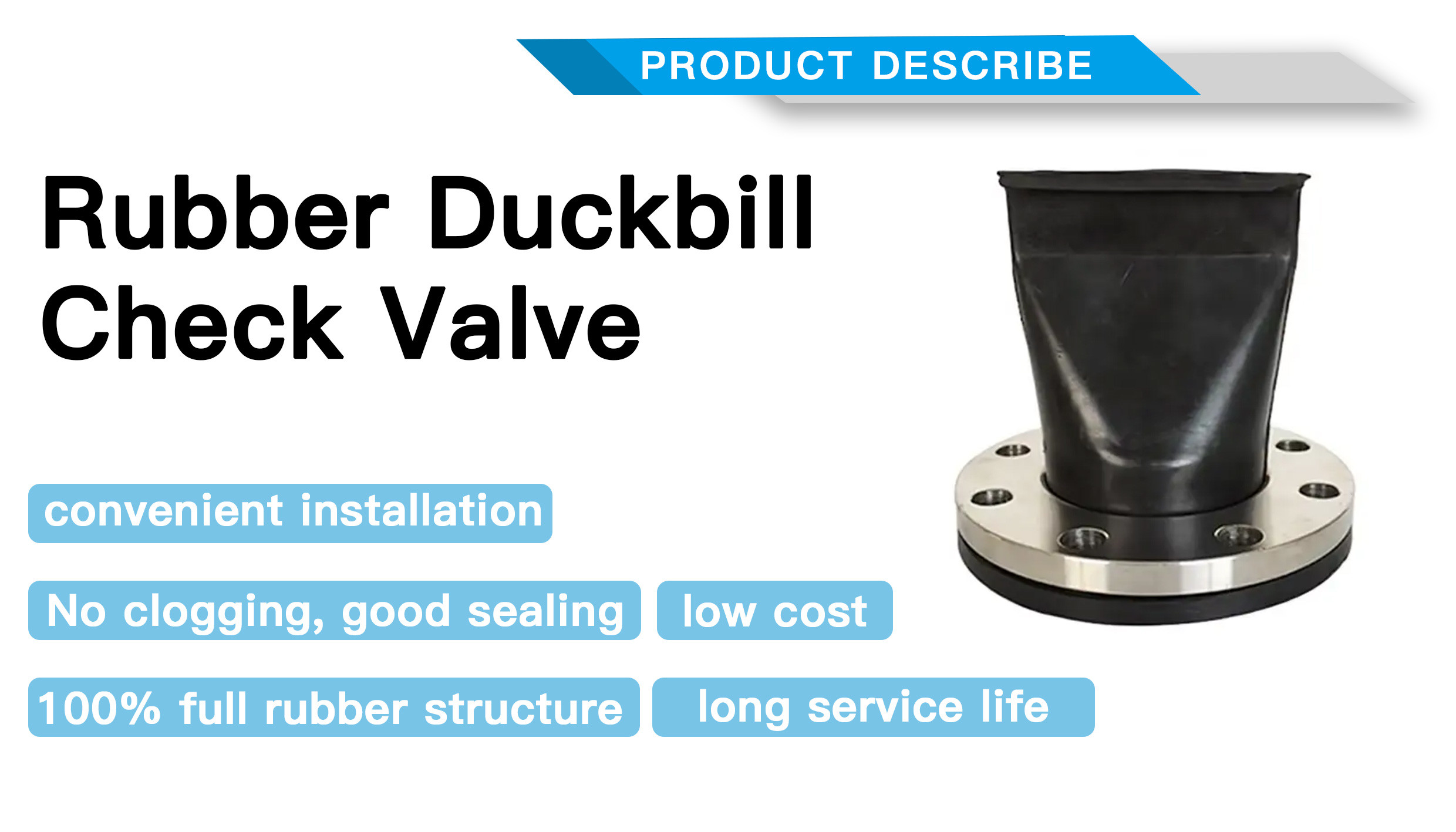 EPDM Rubber Anticorrosive Rubber Duckbill Valve Carbon Steel Flange Duckbill One Way Valve