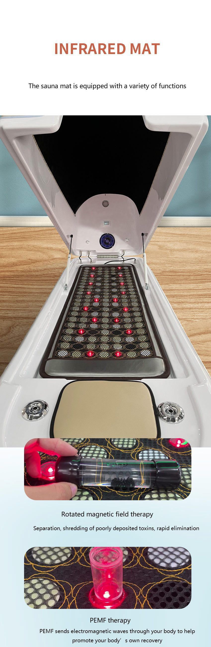 Touchscreen Pemf Therapy Sauna Hydro Massage Capsule With Infrared Mat