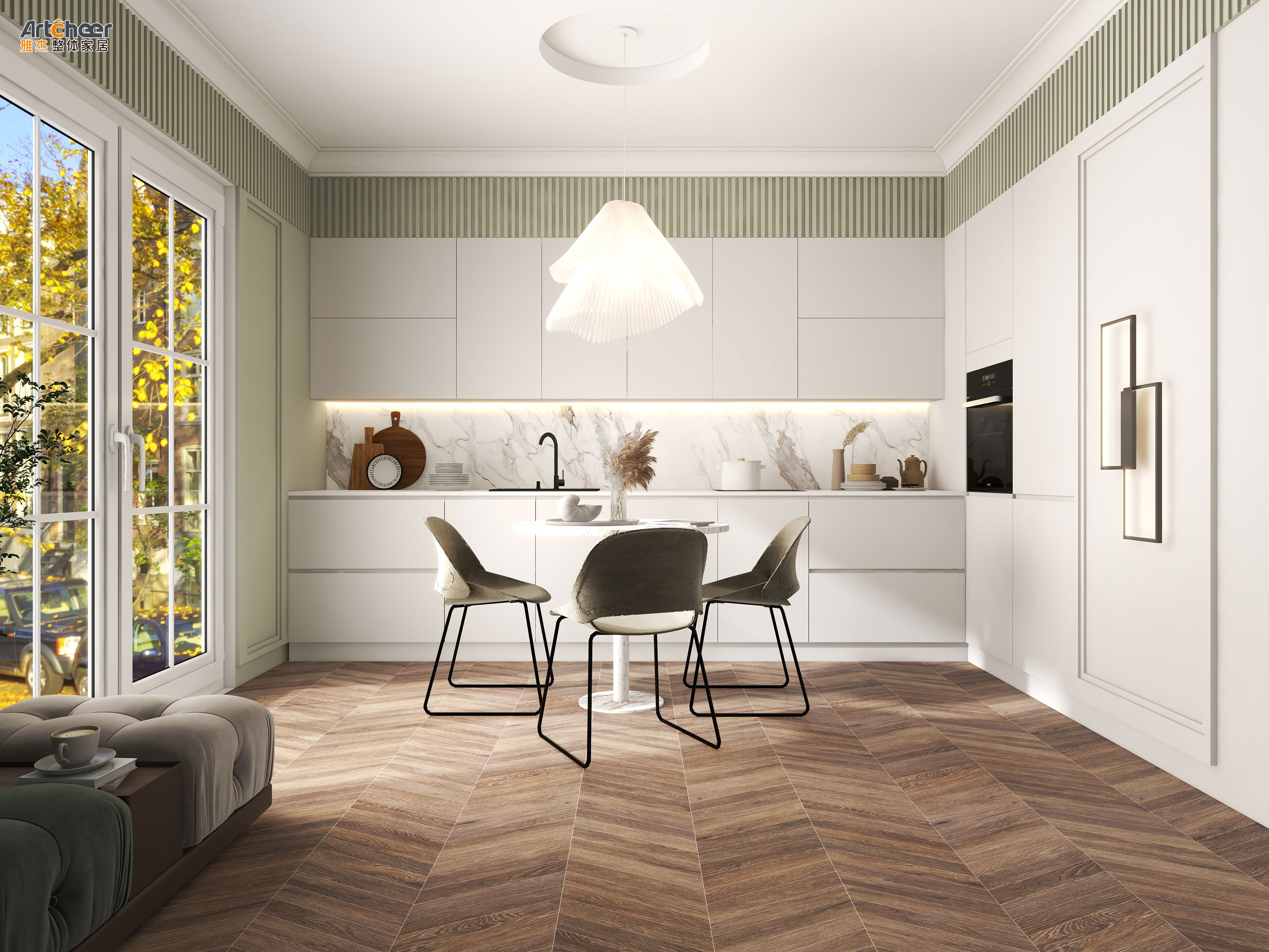 Ethiopian Kitchen Cabinet Set Modern Wood Home Furniture Design with Customized Color