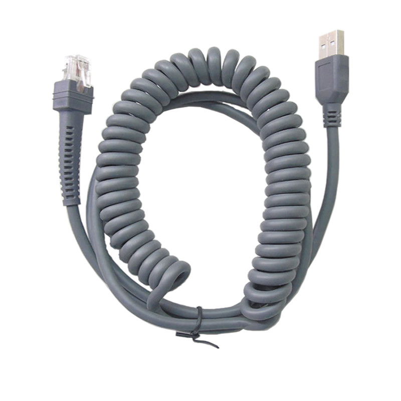 USB A Male To Rj45 Barcode Scanner Cables Spiral For Symbol Ls2208