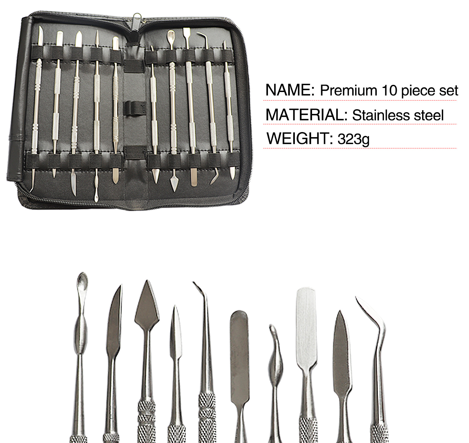 Dental Lab Stainless Steel Wax Carving Tool Set 10/12 pieces