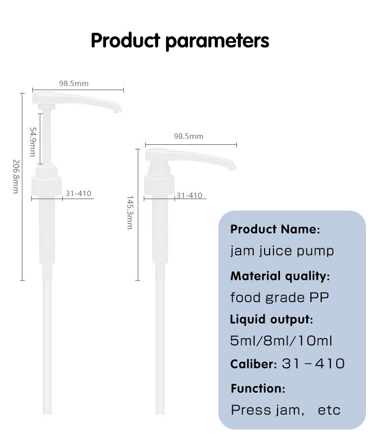 Food Grade 5ml 8ml 10ml Syrup Dispenser Pump Honey / Juice 31-410 Narrow Head