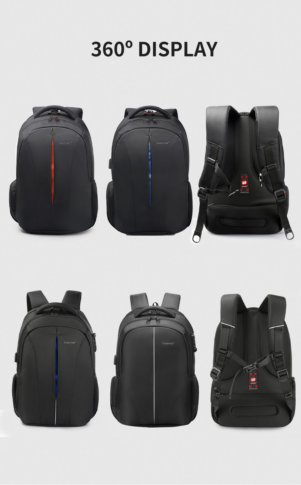 T-B3105 4A Expandable Men Outdoor Business Travel Backpacks Carry On With Usb Anti Theft