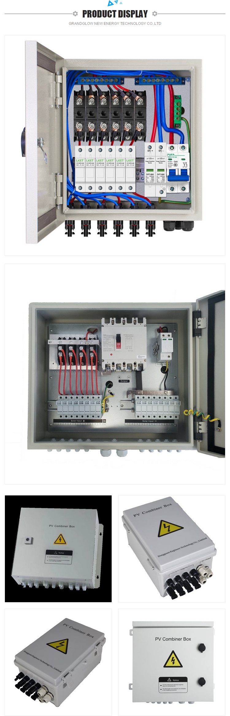 18 in 2out 500vac For Panel Solar Pv Array Combiner Box avoid damage to battery
