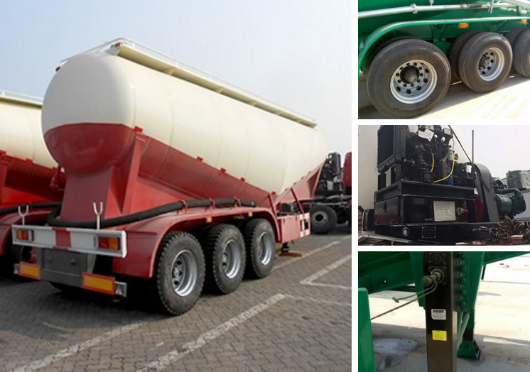 V Type Tank Semi Trailer 50 - 55 M3 , Dry Bulk Cement Trailers Heavy Duty