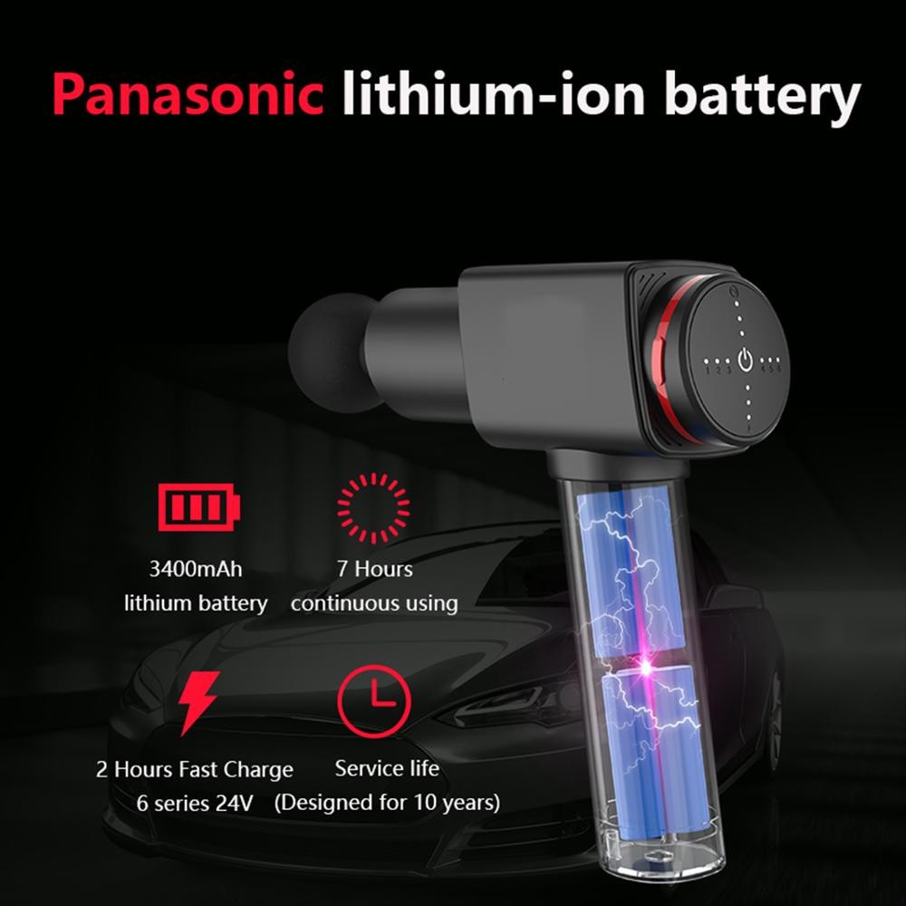 24V Motor 3400mAh Handheld Muscle Massager Panasonic Deep Muscle Massager Gun