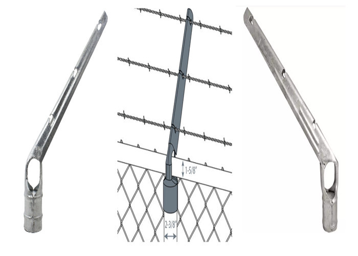 45° Barbed Wire Extension Arm , 3 Strand Galvanized Barb Wire Arm 2 1/2" X 1 5/8"