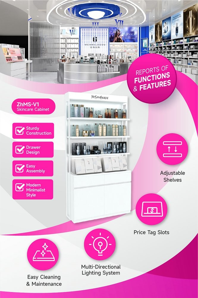 ZhMS-V1 60mm Flexible Membrane Light Box Skincare Display Cabinet for Easy Assembly