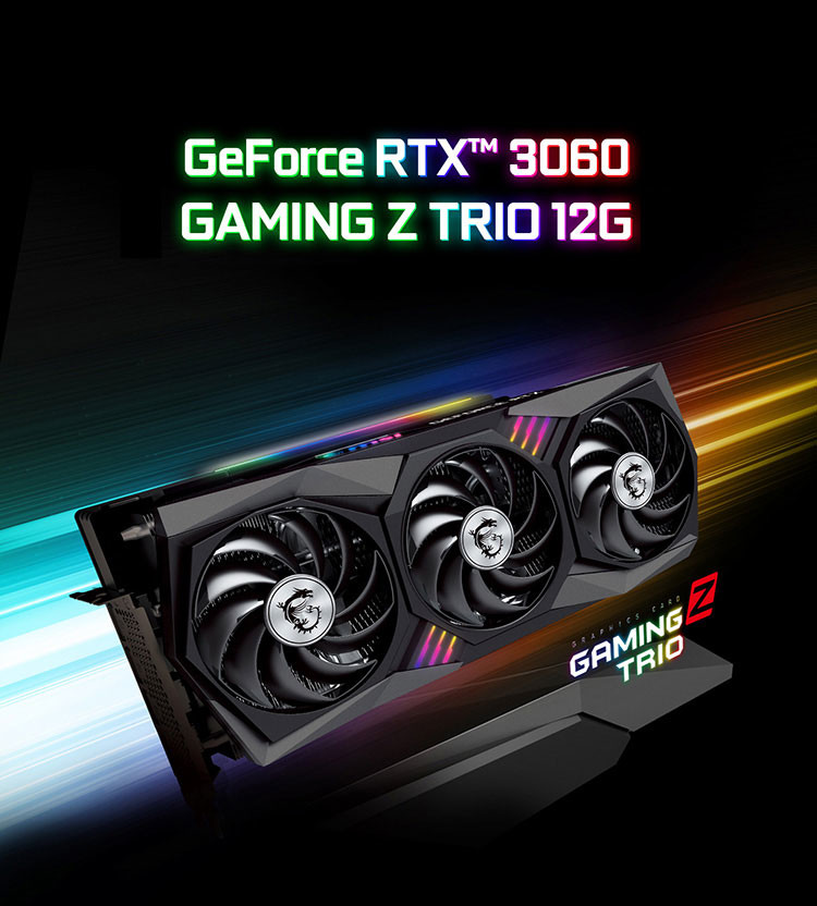 Three Fans MSI RTX 3060 Z TRIO Nvidia Gaming Graphics Cards Fan 12G GDDR6