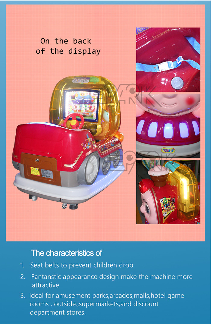 Plastic Swing Racing Video Car Kiddy Ride Machine Coin Operated