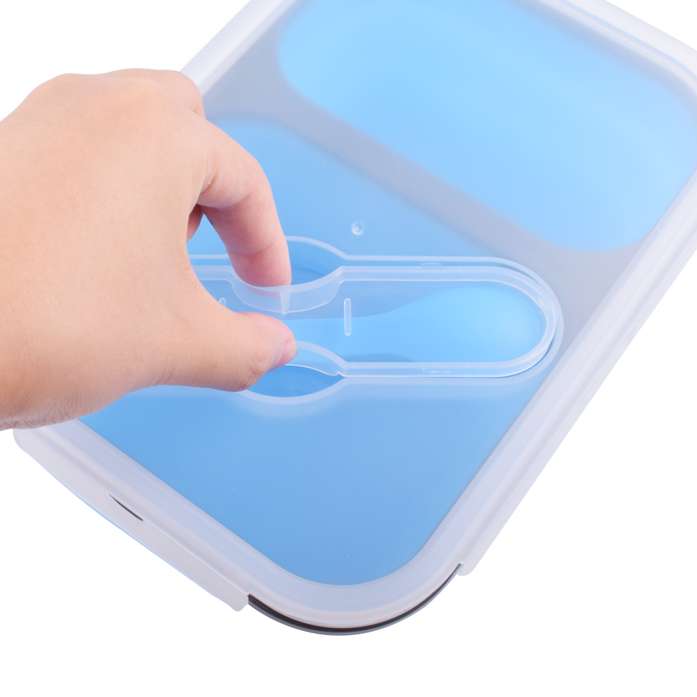 3 Compartment Lunch Containers 350mL 650mL Silicone Foldable Lunch Box