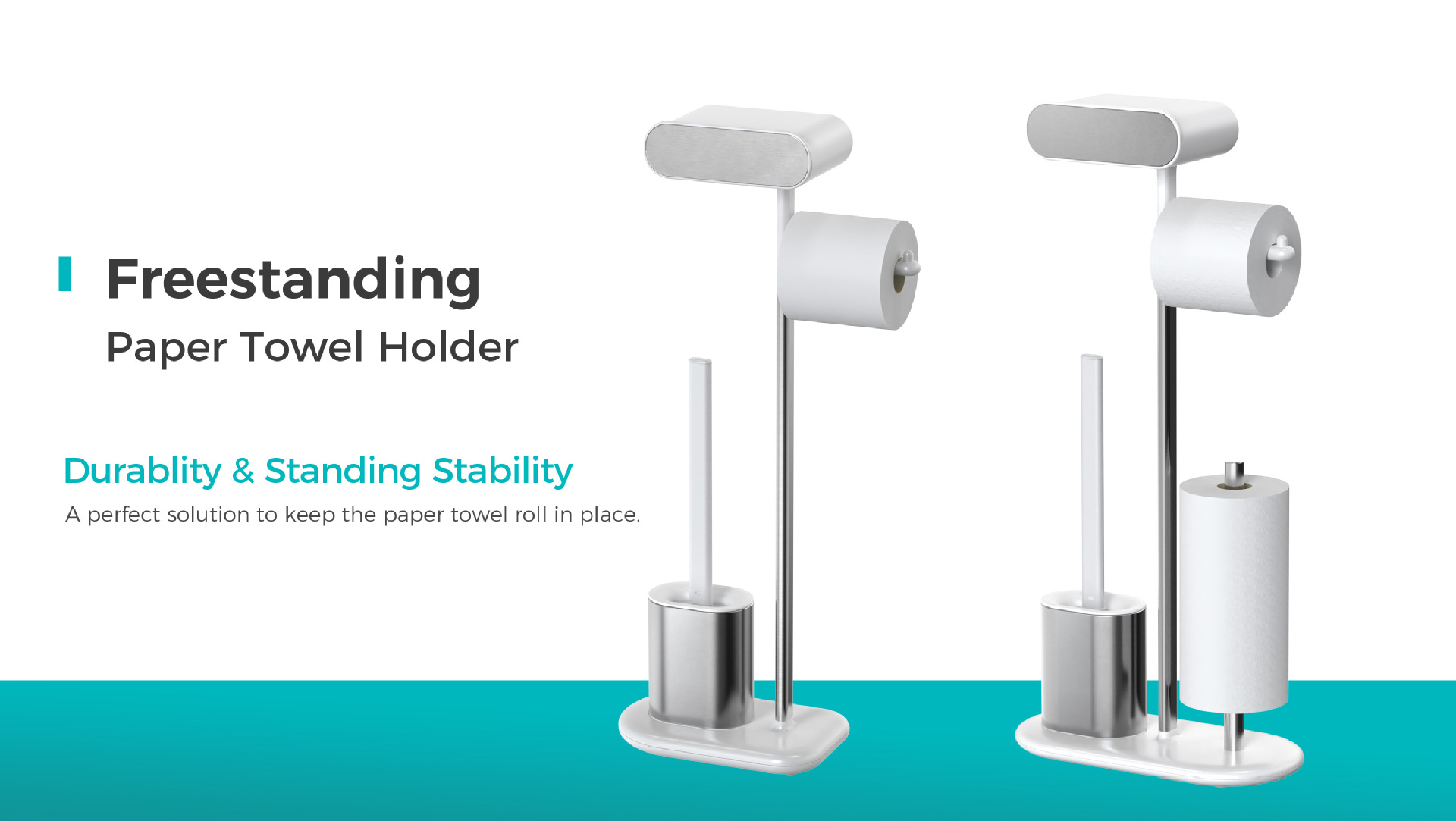 Bathroom Paper Holder Stainless Steel Compact TPR Toilet Brush Holder SET