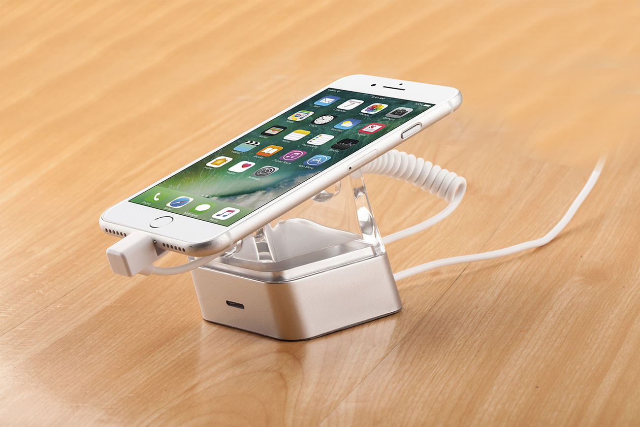 COMER alarm charger device holder for Anti-theft cell phone secure displays stand cradles with charging cable