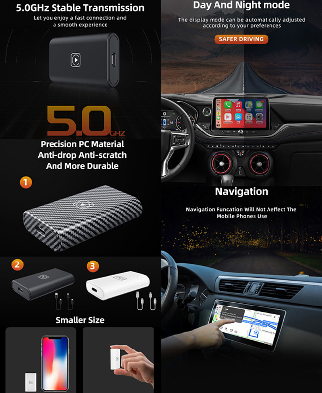 5GHz Wireless CarPlay Adapter Box USB Apple Car Play Wireless Adapter