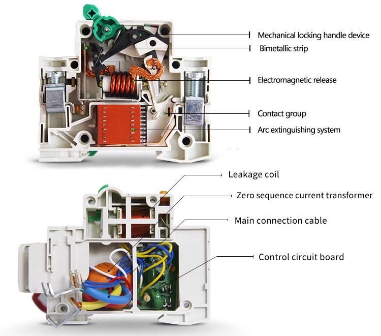 RCCB 2P Overcurrent SCB8LE RCBO Circuit Breaker