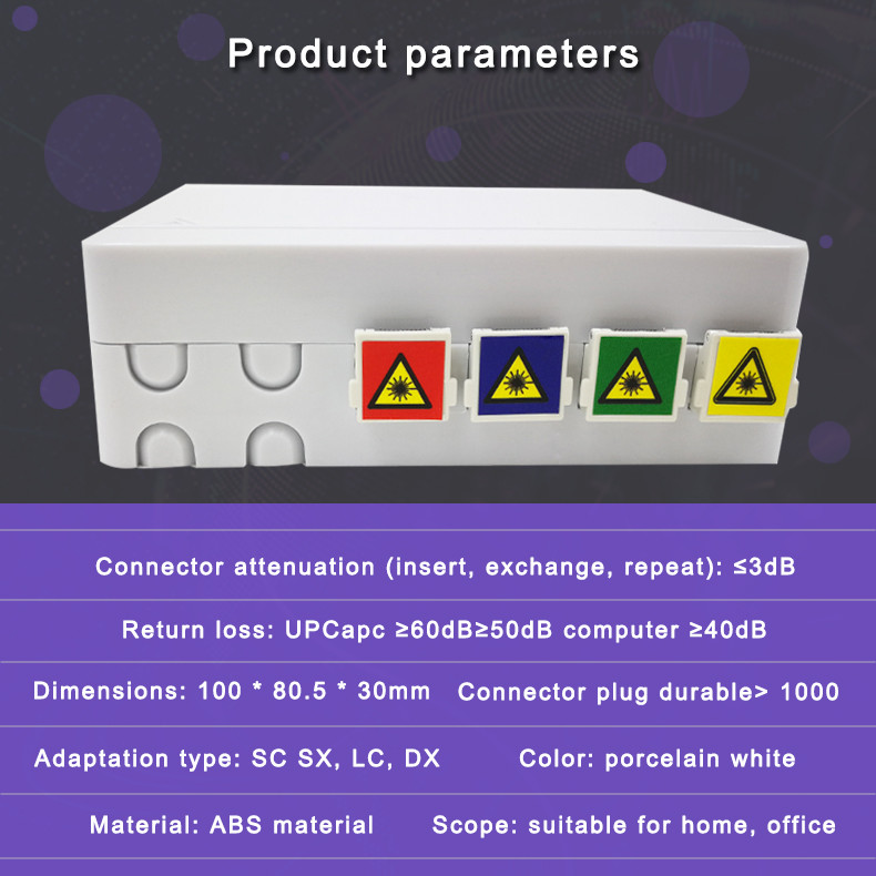 FTTH 4 Core Fiber Optic With Adapters Distribution Terminal Box with 4 Adapters