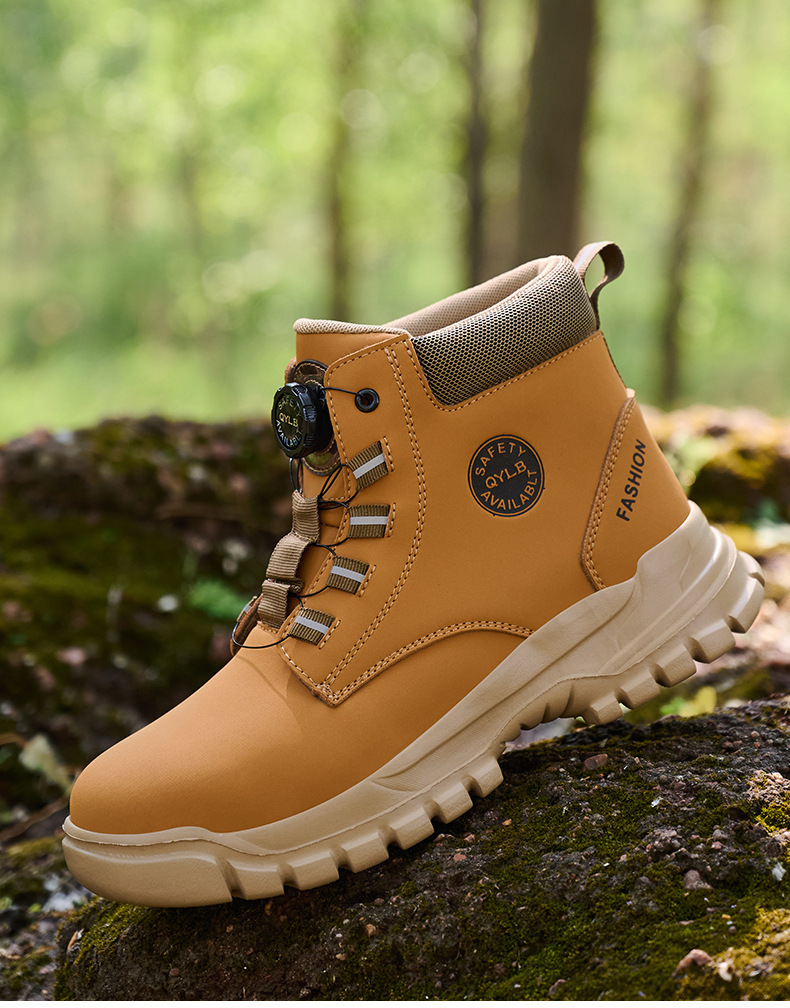 Wheat Security Work Boots Microfiber Leather Safety Boots With Stab-smash Steel Toe Kevlar Midsole And EVA Sole