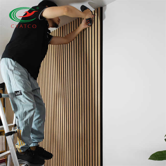 Fire Resistant MDF Wood Panel Veneer 3D PET Composite Sound Absorbing