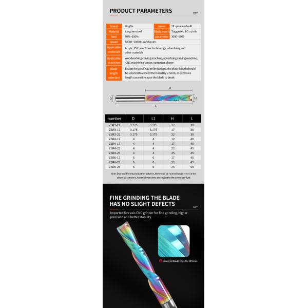 3/8 1/4 1/2 Inch Shank 2F Down Cut Spiral Router Bit for Wood 4mm 6mm Carbide Endmill Two Flute 2 Flute Down Cut End Mill