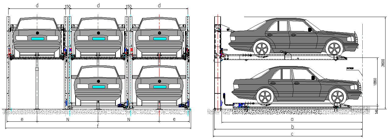 Customized Voltage Mechanical Parking Garage Back Cantilever Lift For Car Workshop