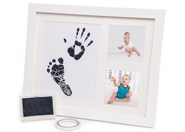 Wooden Customized Baby Hand And Footprint Picture Frame Ink Pad For Gift box