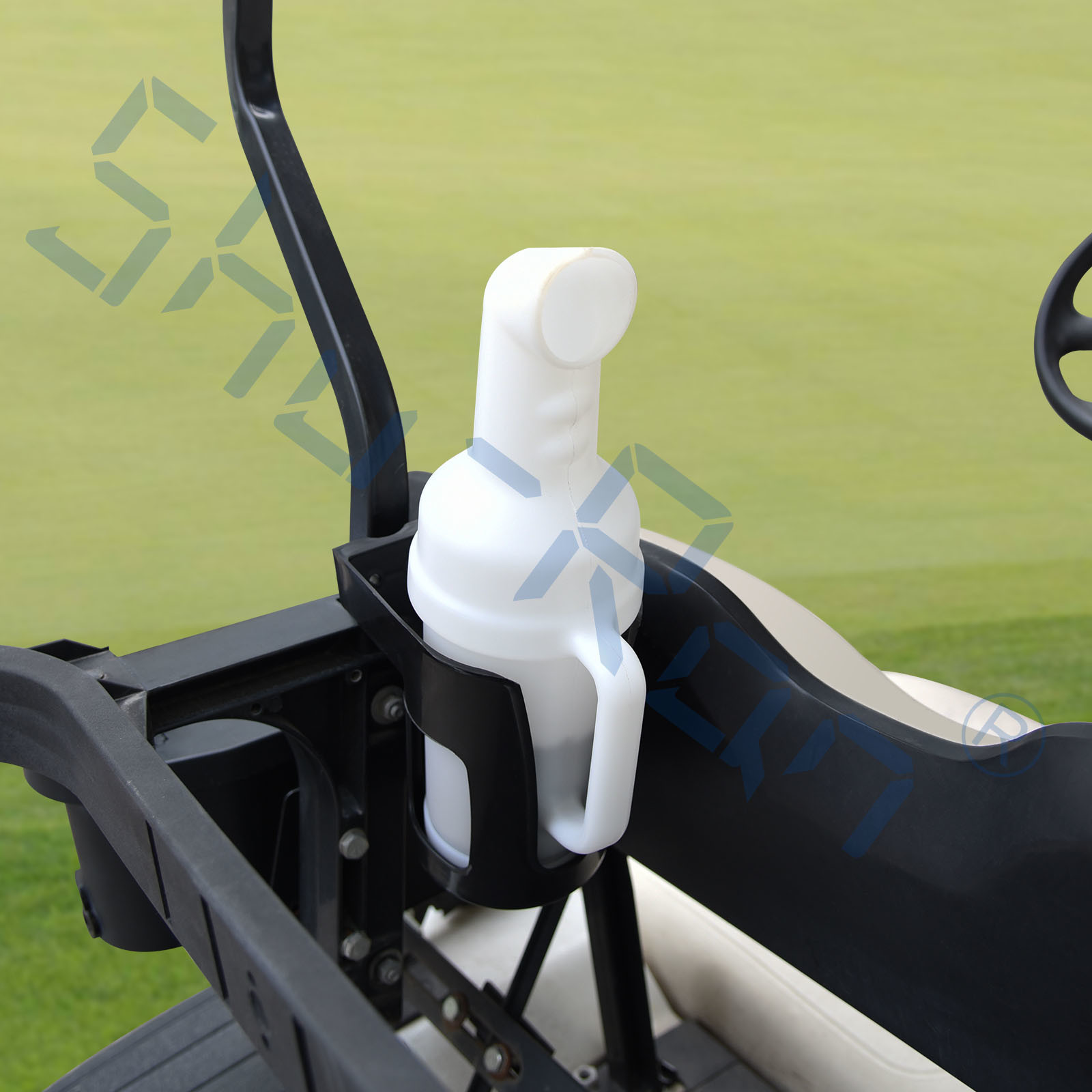 Universal Golf Cart Sand Bottle with Holder for Club Car, EZGO, and Yamaha