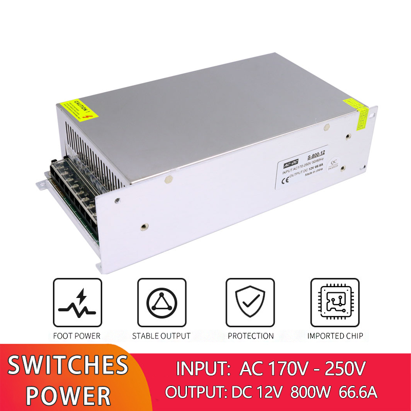 Aluminum Case 12V Switching Power Supply 800W With Fan 220V AC To DC 12V